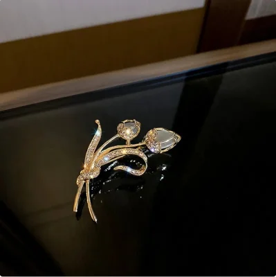Broche Bloem clip - Goud