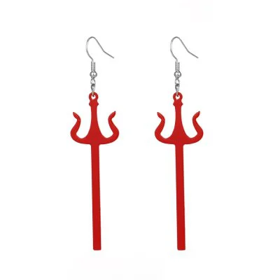 Drietand Oorbellen - Rood
