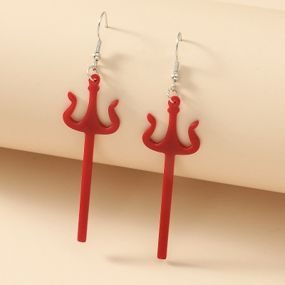 Drietand Oorbellen - Rood