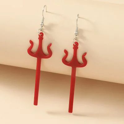 Drietand Oorbellen - Rood