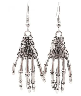 Skelet Hand Oorbellen - Zilver