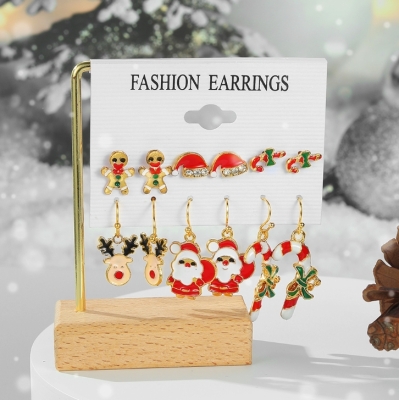 Kerst Oorbellen 6 Set - Goud
