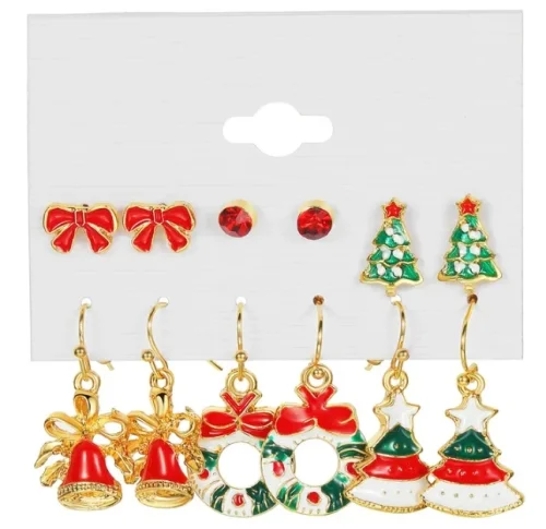 Kerst Oorbellen 6 Set twee - Goud