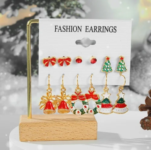 Kerst Oorbellen 6 Set twee - Goud