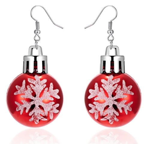 Kerstbal Oorbellen - Rood