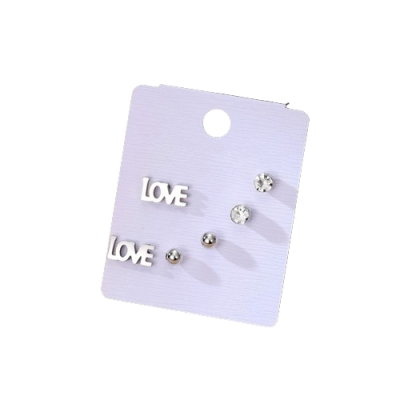 Love Oorbellen 3 Set - Zilver