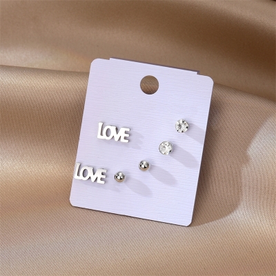 Love Oorbellen 3 Set - Zilver