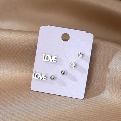 Love Oorbellen 3 Set - Zilver