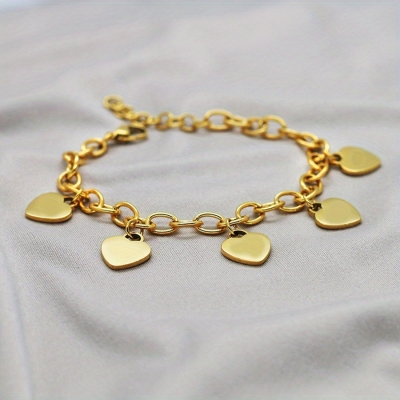 5 Hartjes Armband - Goud
