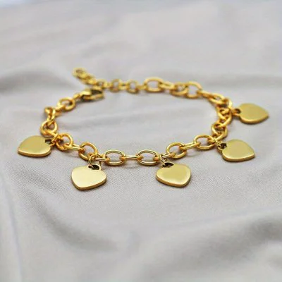 5 Hartjes Armband - Goud