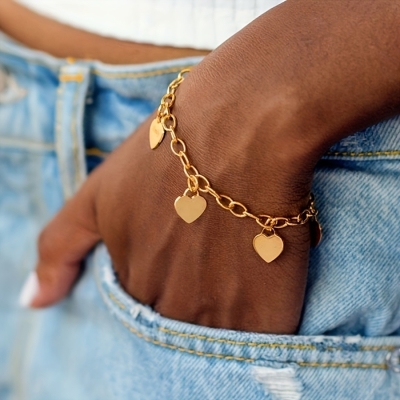 5 Hartjes Armband - Goud