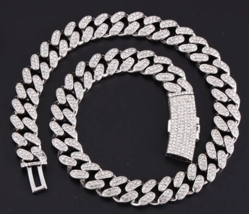 Iced Out Cuban Ketting - Zilver