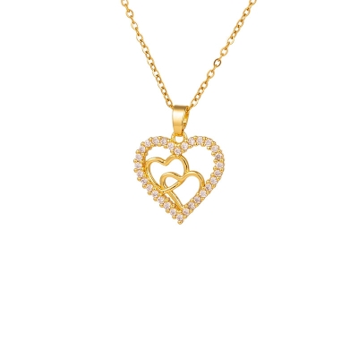 Drie Hartjes Ketting - Goud