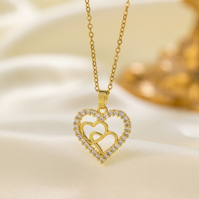 Drie Hartjes Ketting - Goud