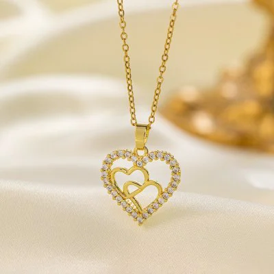 Drie Hartjes Ketting - Goud