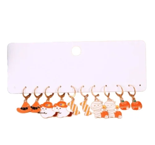 Halloween Oorbellen 5 Set Drie - Goud