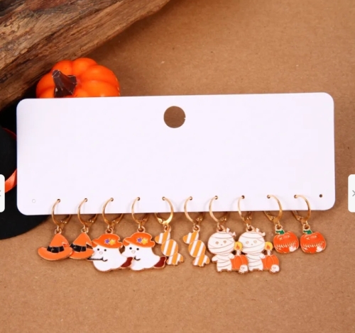 Halloween Oorbellen 5 Set Drie - Goud