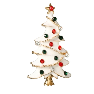 Kerstboom Broche - Wit