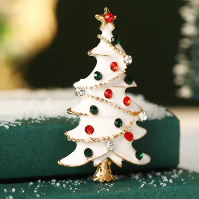 Kerstboom Broche - Wit