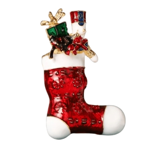 Kerst Sok Broche - Goud