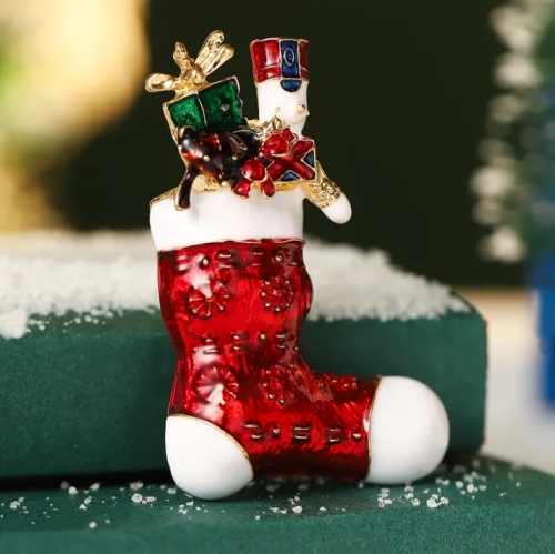Kerst Sok Broche - Goud