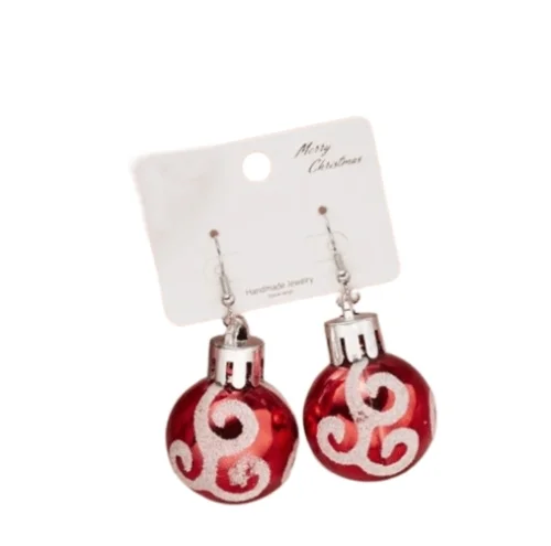 Kerstbal Oorbellen - Rood - Mist Kerstbal