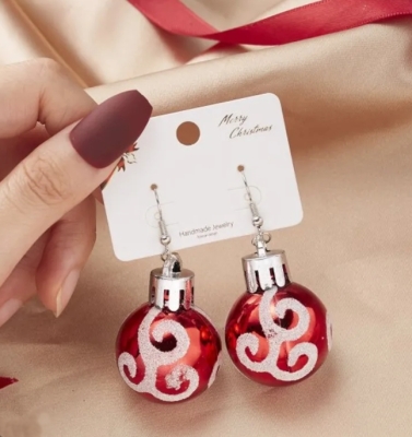 Kerstbal Oorbellen - Rood - Mist Kerstbal
