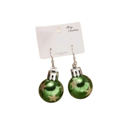Kerstbal Oorbellen - Groen - Ster Kerstbal