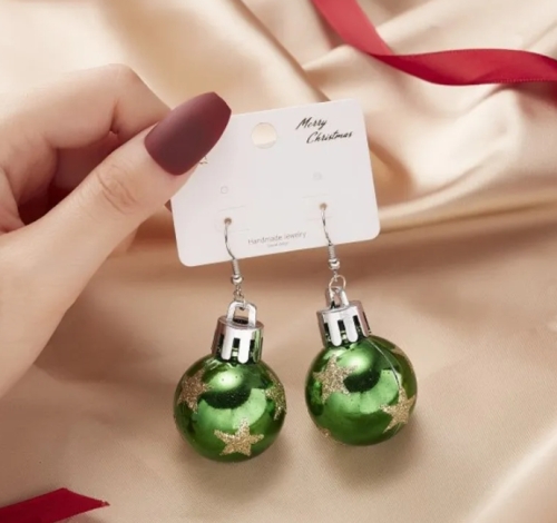 Kerstbal Oorbellen - Groen - Ster Kerstbal