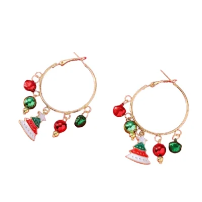 Kerstboom Hoops Oorbellen - Goud