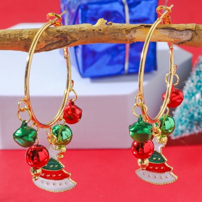 Kerstboom Hoops Oorbellen - Goud