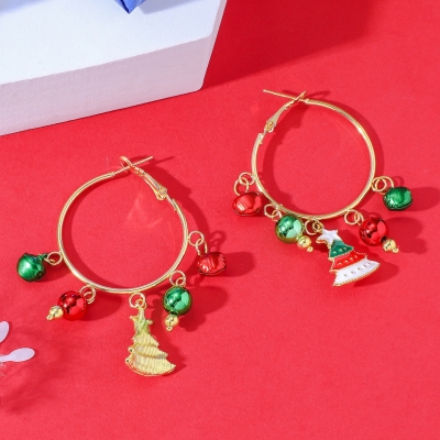 Kerstboom Hoops Oorbellen - Goud