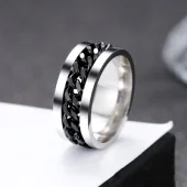 Ketting Ring - Zilver/Zwart