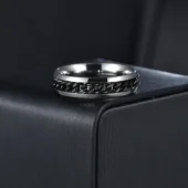 Ketting Ring - Zilver/Zwart