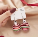 Gestreepte Kerstbal Oorbellen - Rood/Groen