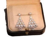 Diamanten Kerstboom Oorbellen - Zilver