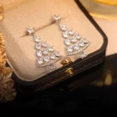 Diamanten Kerstboom Oorbellen - Zilver