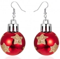 Kerstbal Oorbellen - Rood - Ster Kerstbal