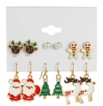 Kerst Oorbellen 6 Set Drie - Goud