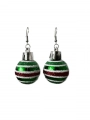 Gestreepte Kerstbal Oorbellen - Groen/Rood
